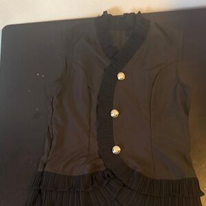 Black Sleeveless Ruffled Blouse